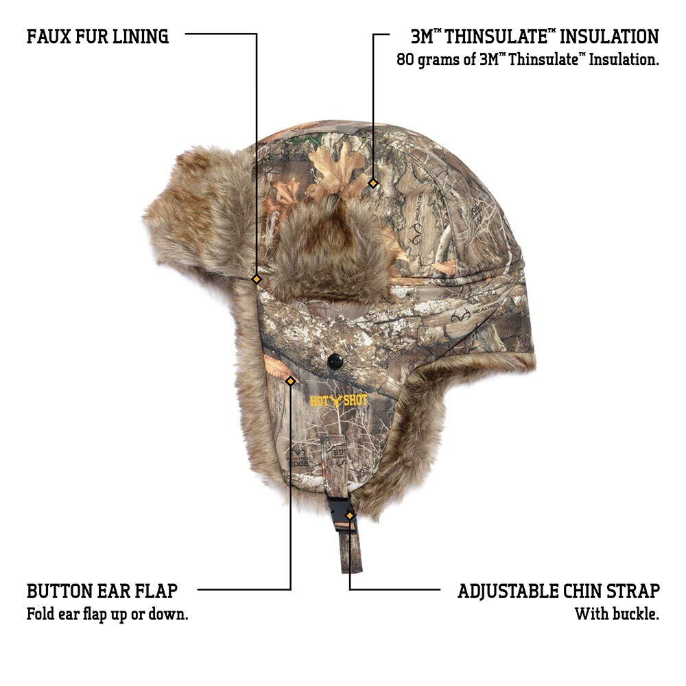HOT SHOT Men’s Camo Sabre Trapper Hat – Realtree Edge Outdoor Hunting Camouflage