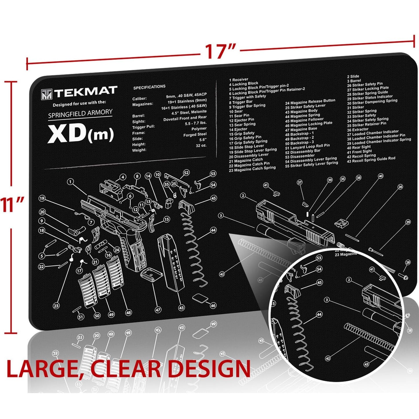 TekMat Springfield Armory XDm Gun Cleaning Mat, Black