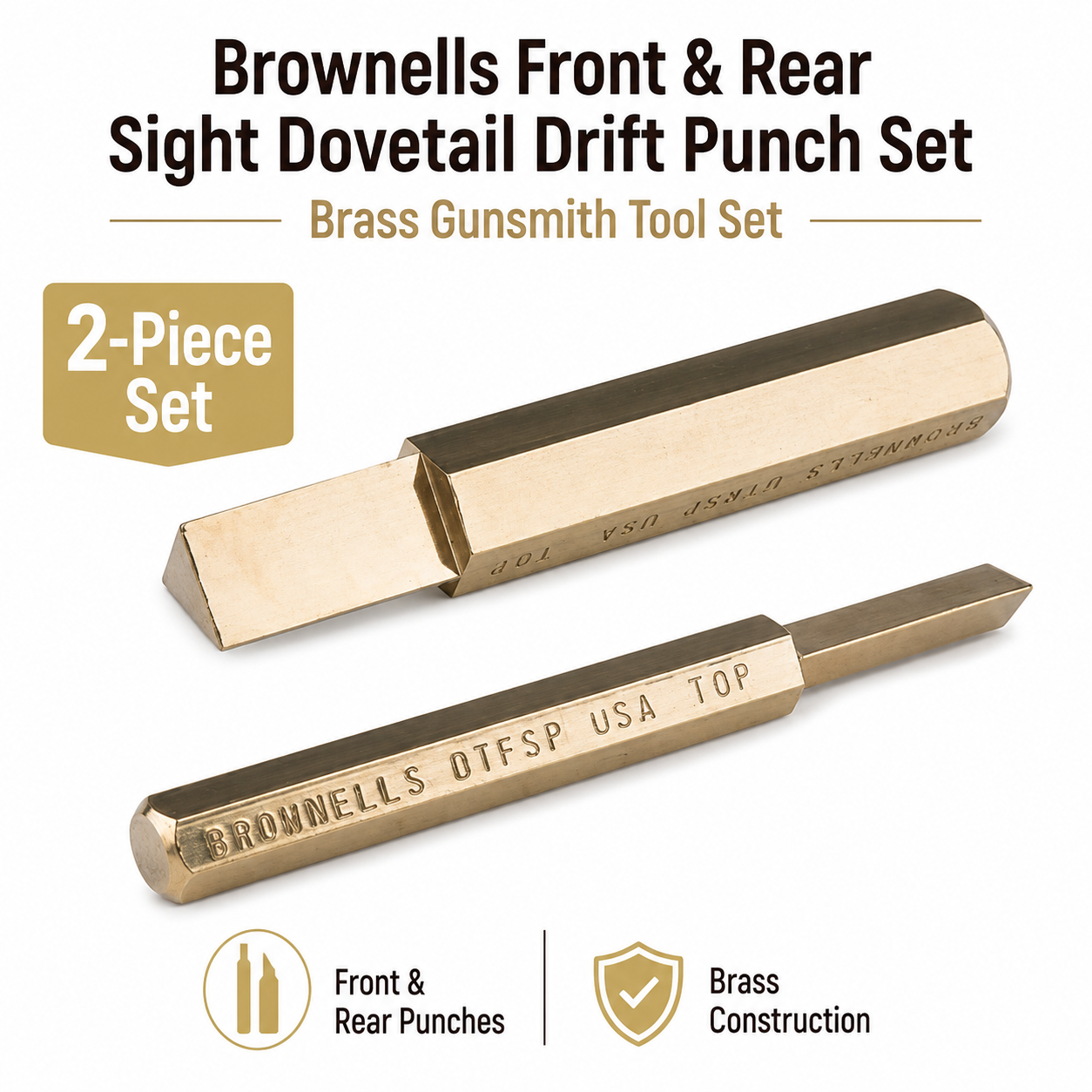 Brownells Front and Rear Sight Dovetail Drift Punch Brass Gunsmith Tool Set