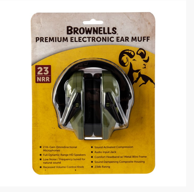 BROWNELLS Premium Electronic Ear Muffs 3.0, Green