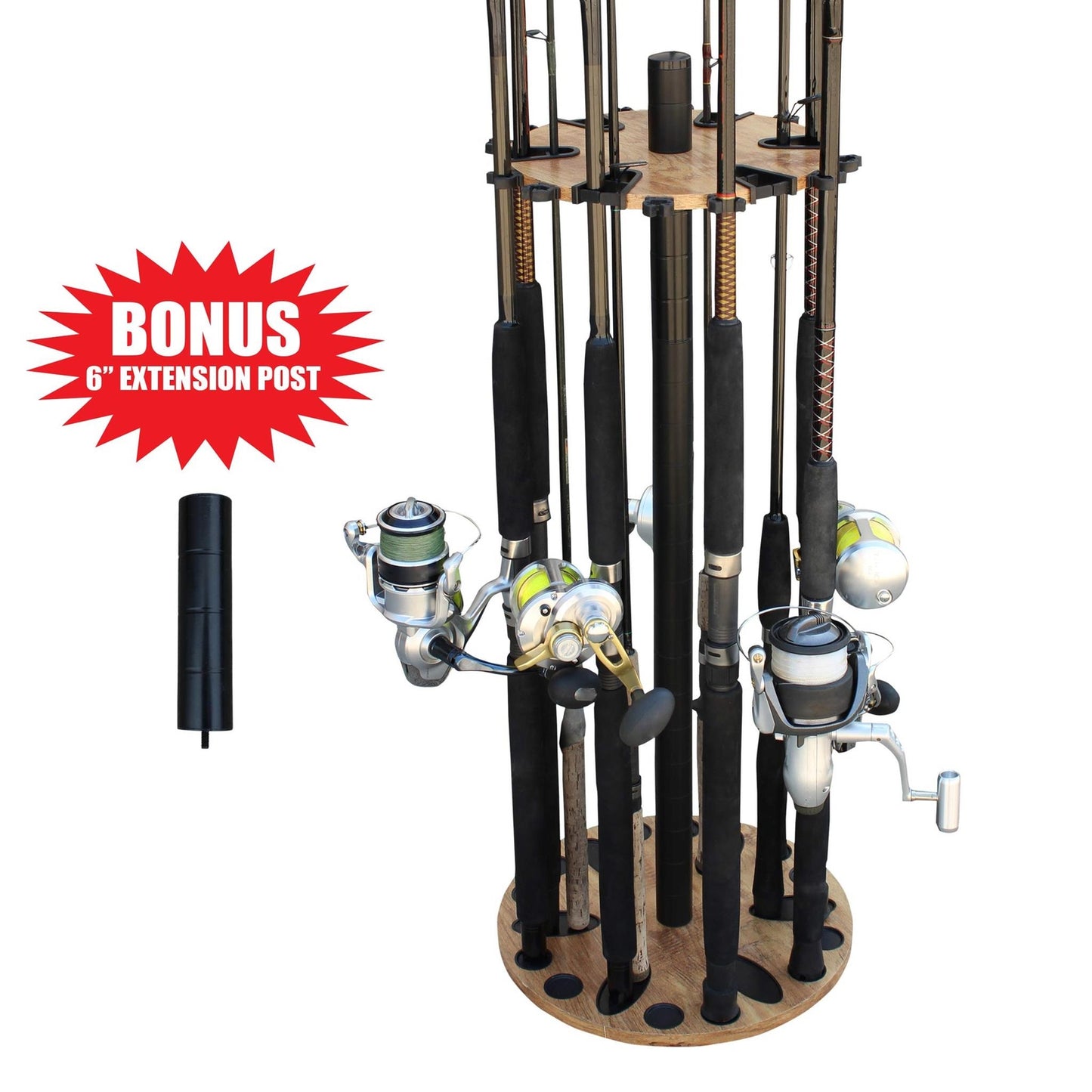 Rush Creek Creations Fishing Rod Holder for 24 Fishing Rods American Cherry Wood