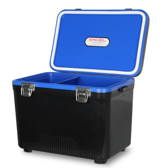 ENGEL 13QT Leak-Proof, Air Tight, Hard Sided Cooler / Lunchbox Black & Blue