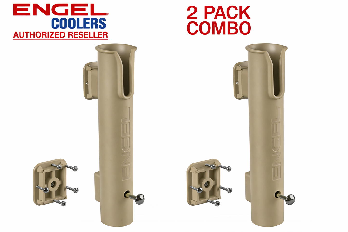 Engel Rod Holder with Mounting Base and Stainless Hardware 2 Pack Combo