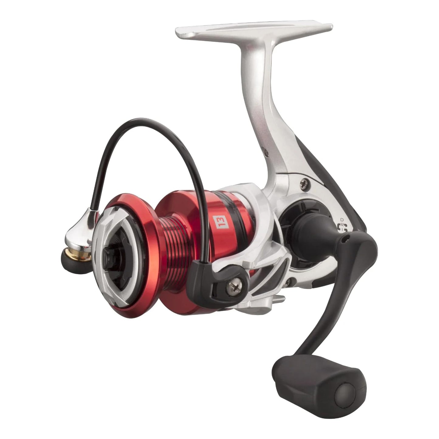 13 FISHING - Source F Spinning Reel - 5.2:1 Gear Ratio - 1.0 Size - SORF-5.2-1.0-CP, Silver/Red