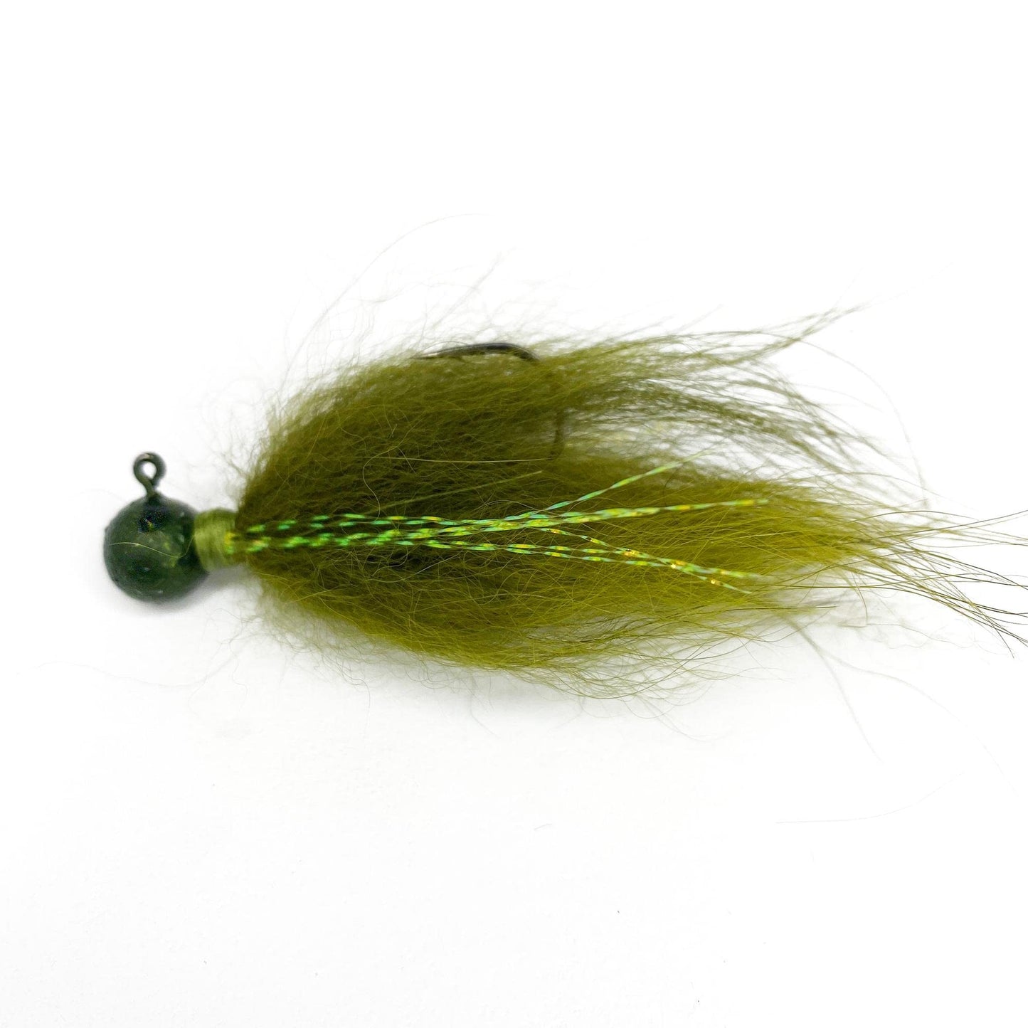 Rabid Baits Hair Jig, Bass Fishing Hair Jig for Freshwater Fishing for Smallmouth Bass, Walleye & More, Hook Olive, 1/8oz (1 Bait)