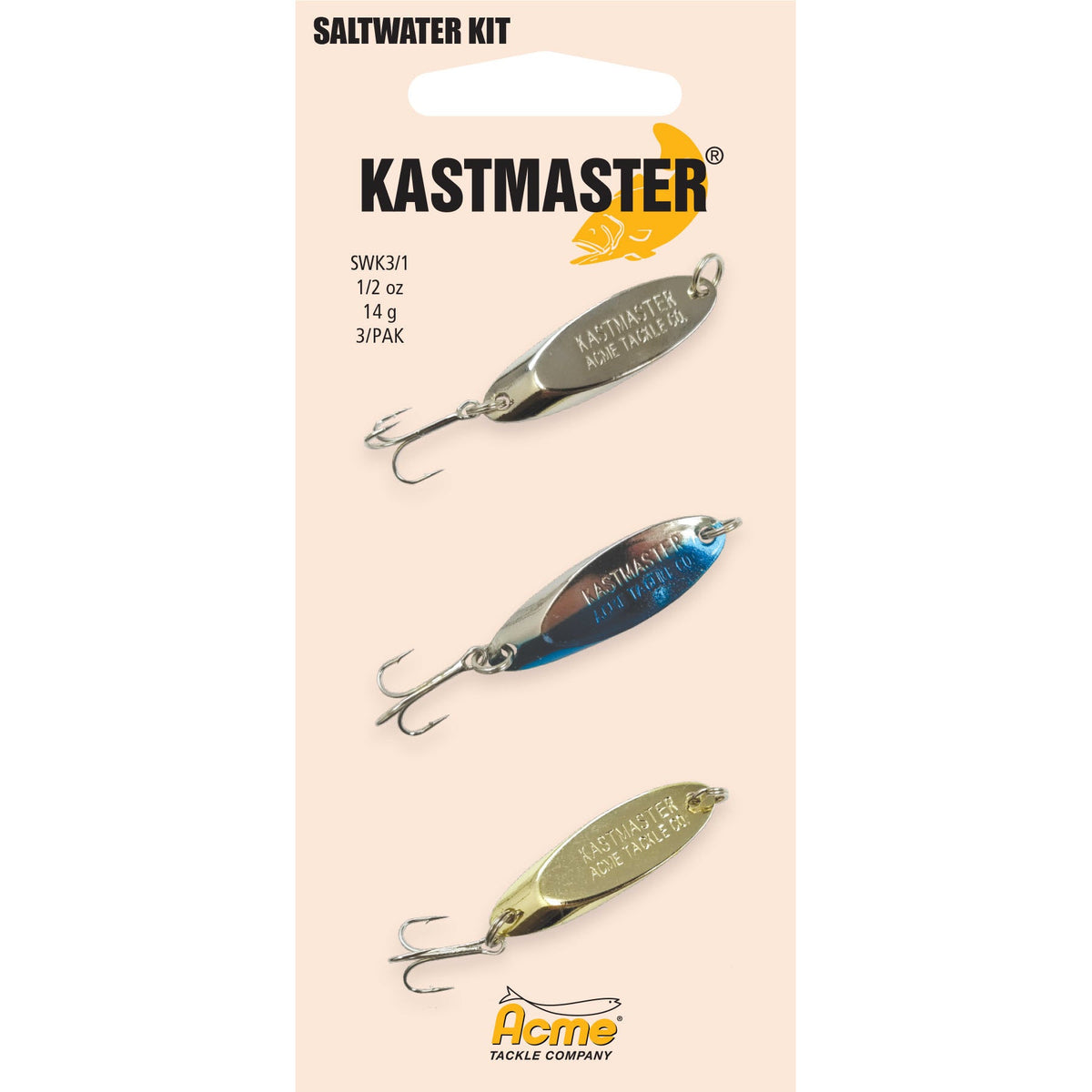 Acme Kastmaster Saltwater Spoon Kit SWK3/1 with three 1/2 oz spoons