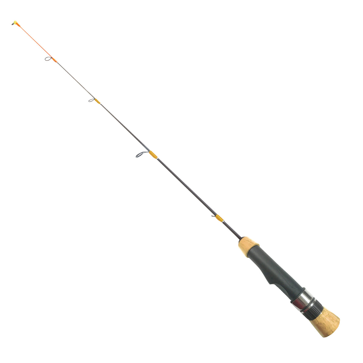 Beaver Dam Glass Noodle Ice Fishing Rod with cork handle and high-visibility tip