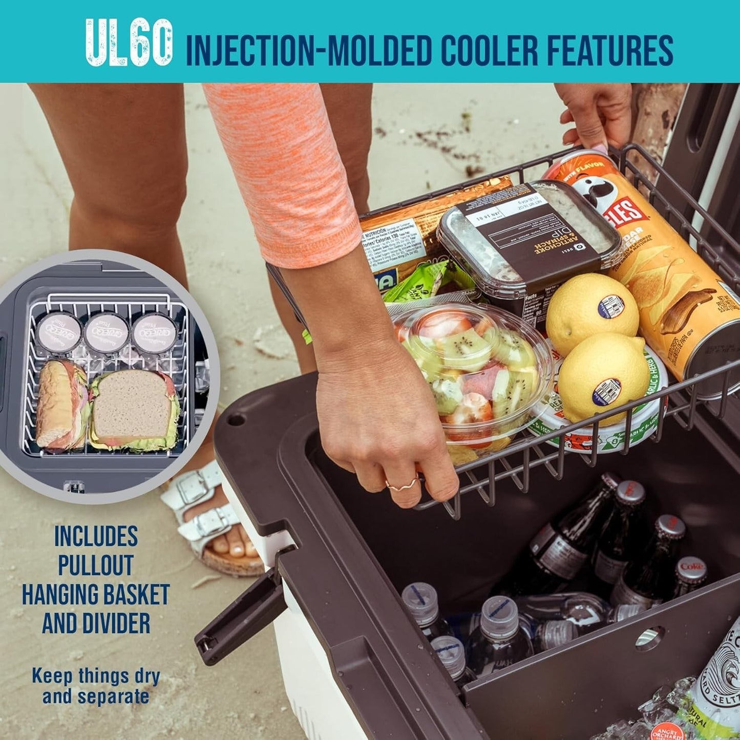 ENGEL 60 QT Ultra-Light Injection Molded Cooler - Seaform Green