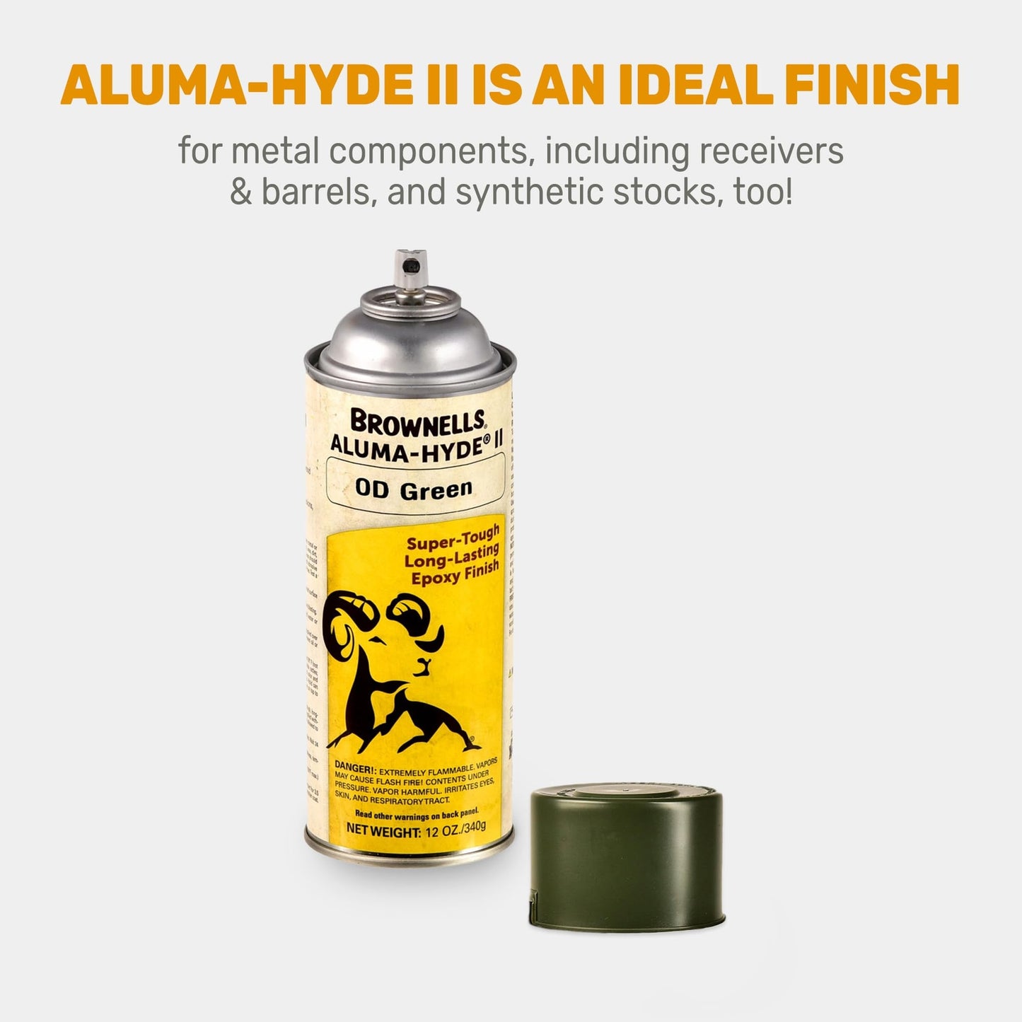 Brownells Aluma-Hyde II Epoxy Based Firearm Finish Spray Coating OD Green