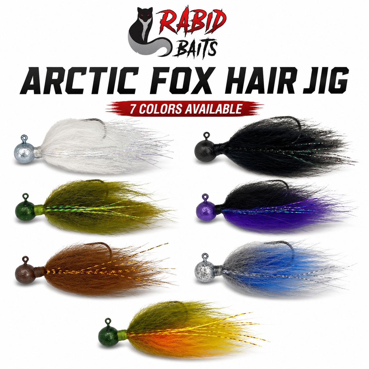 Rabid Baits Arctic Fox Hair Jig Real Fox Fur Bass Jig