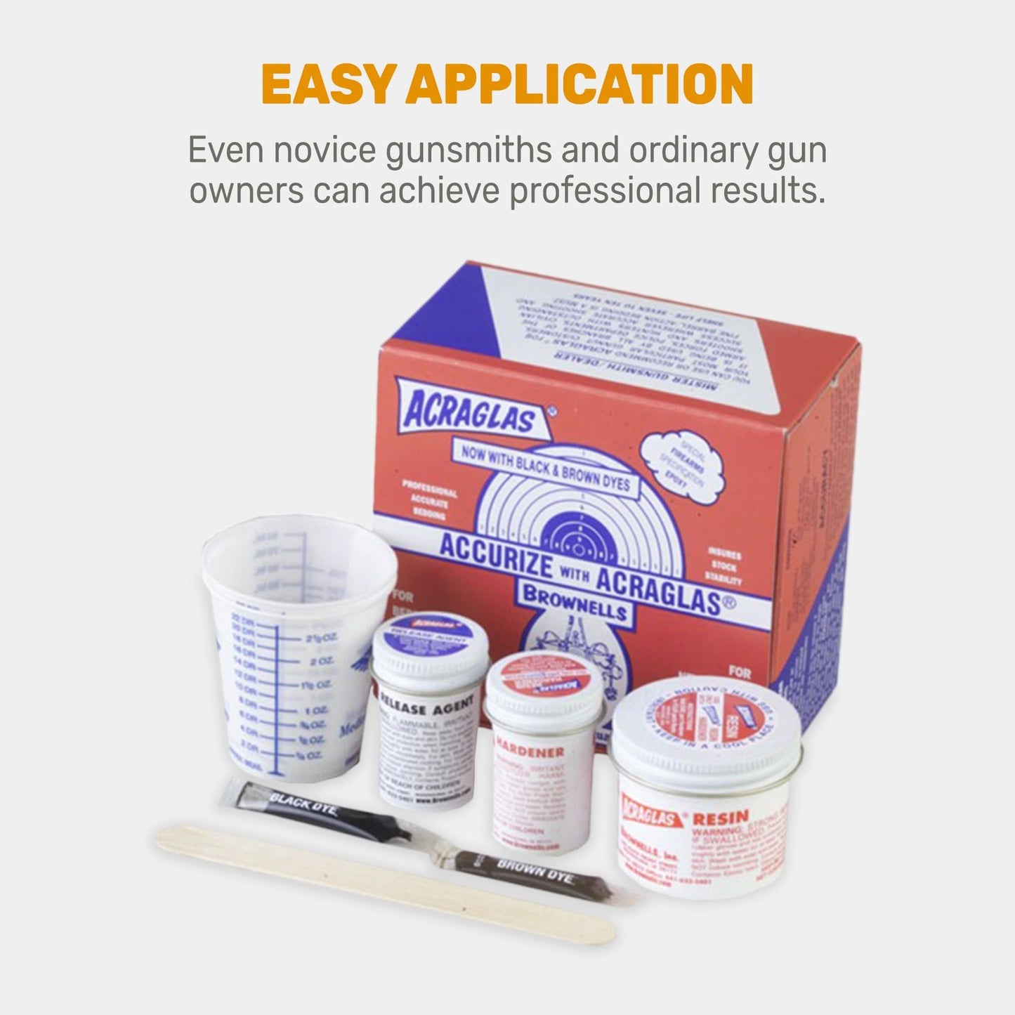 Brownells ACRAGLAS Glass Bedding Epoxy Compound  2-Gun Kit 4oz