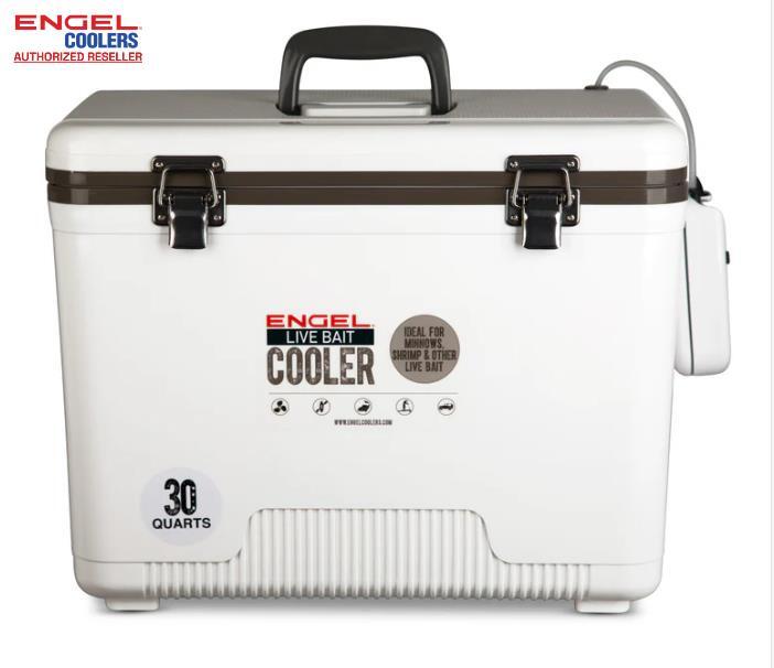 Engel 30qt Live Bait Cooler with 2nd Gen 2-Speed Aerator White or Hi-Viz Orange