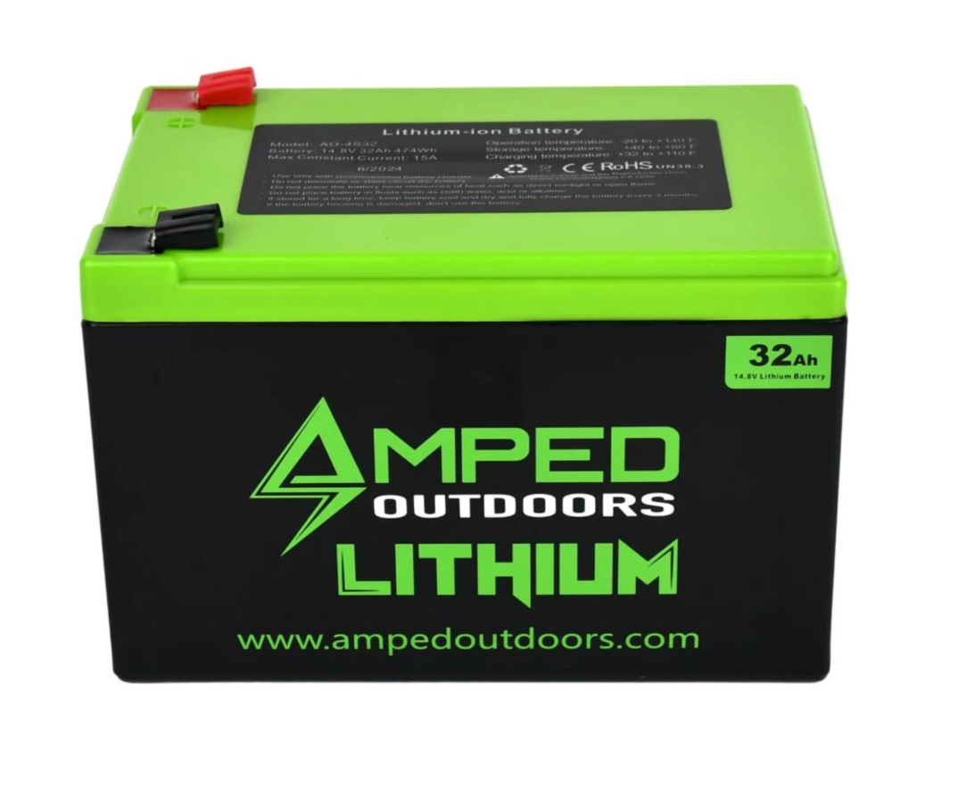 Amped Outdoors 14.8V 32Ah Lithium battery w/5A Charger AO4S32BT