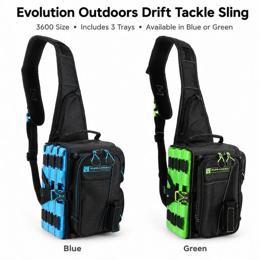 Evolution Outdoor Drift 3600 Tackle Sling Pack w/ 3 Trays Green or Blue