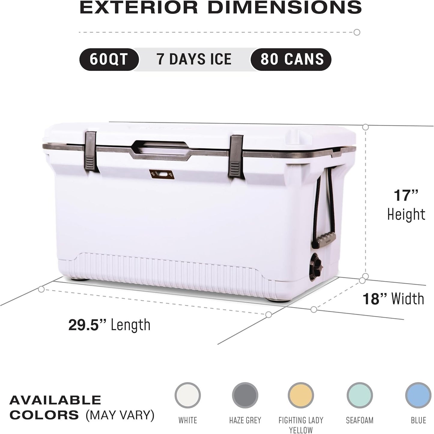 ENGEL 60 QT Ultra-Light Injection Molded Cooler - White