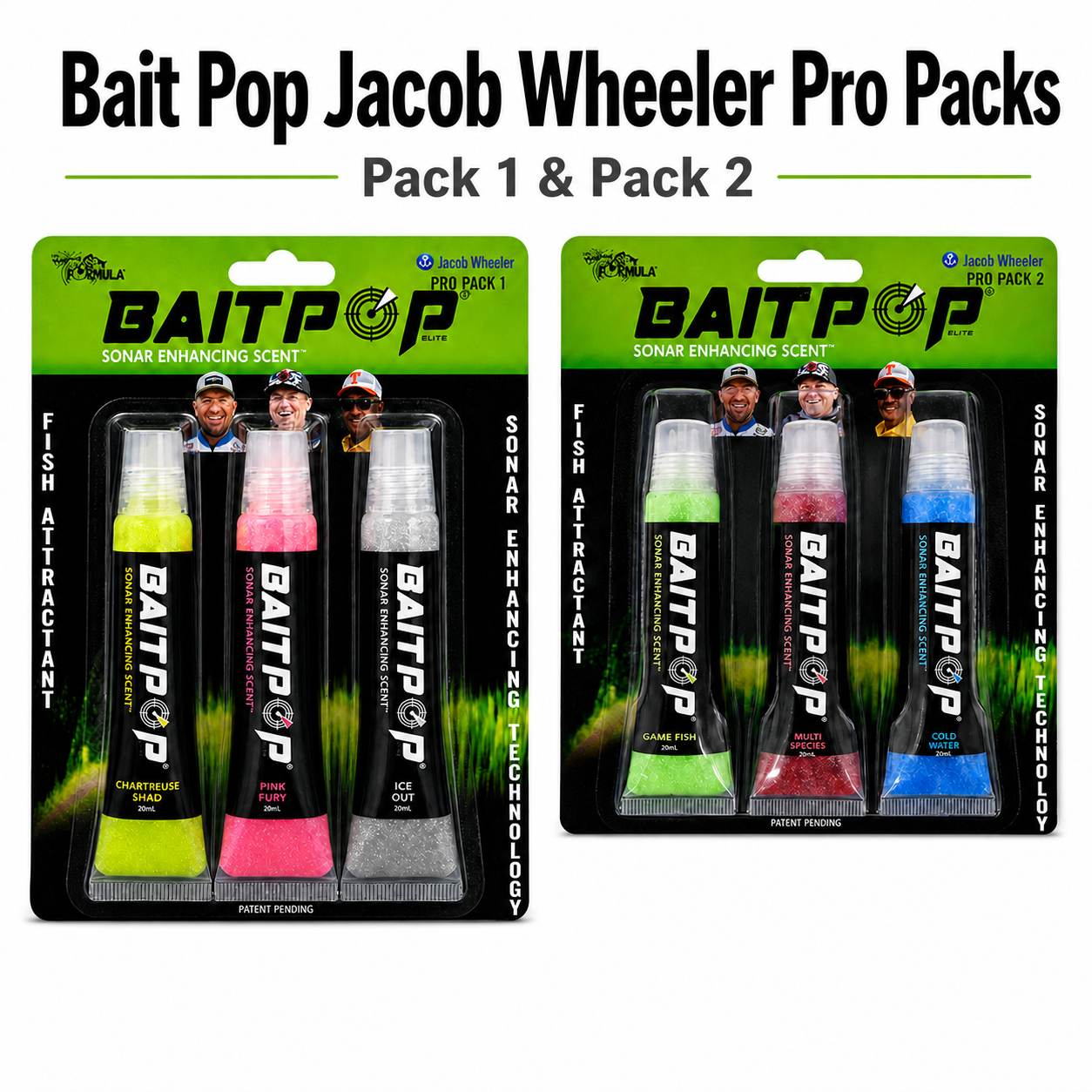 BaitPop Jacob Wheeler Pro Pack – Sonar Enhancing Fishing Scent 6 Pack