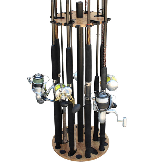 Rush Creek Creations Fishing Rod Holder for 24 Fishing Rods American Cherry Wood
