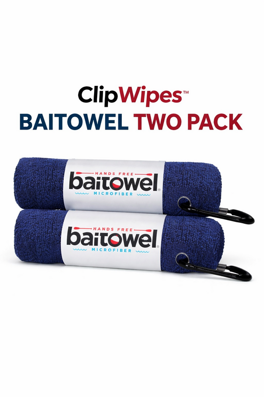 Clip Wipes Microfiber Bait Towel 16"x16" w/Clip 2 Pack