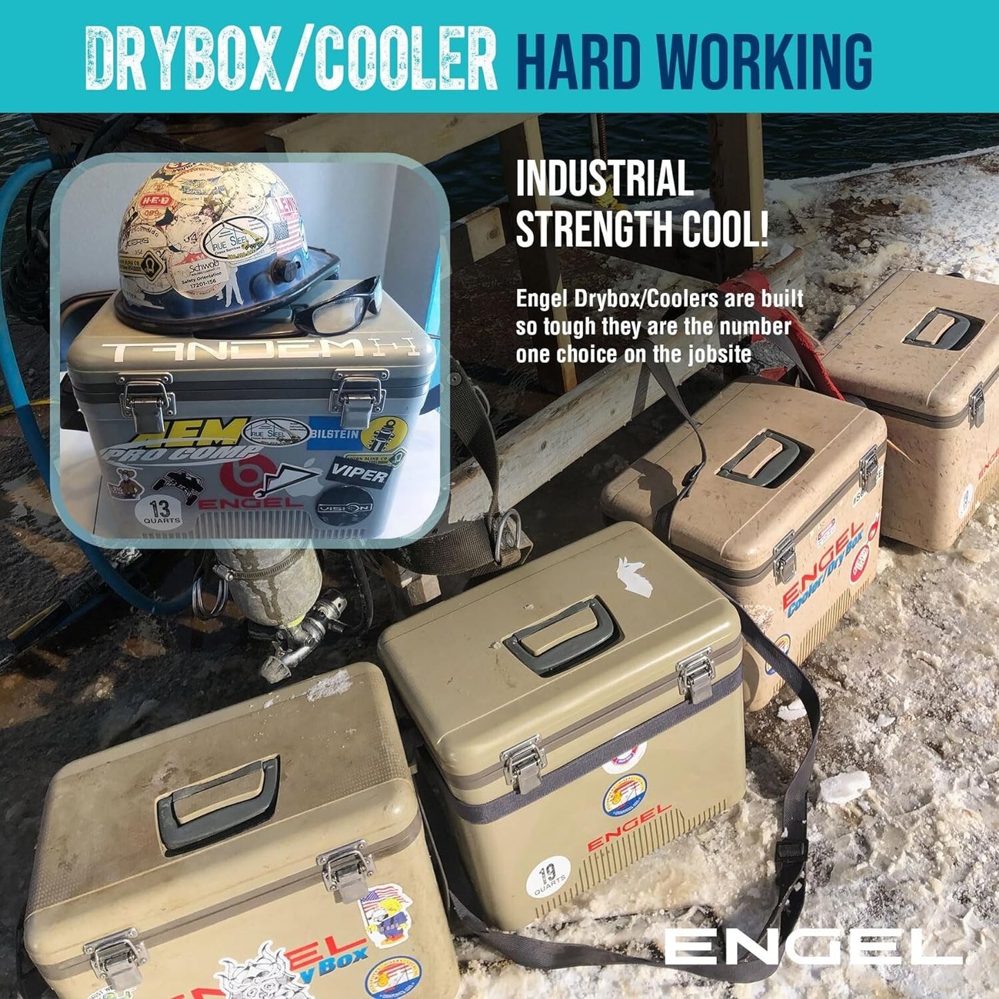 ENGEL 13QT Leak-Proof, Air Tight,  Hard Sided Cooler  / Lunchbox Silver