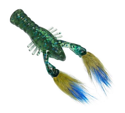 Rabid Baits Rabid Craw Soft Plastic Bait, Mossy Blue, 3" (4 Baits)