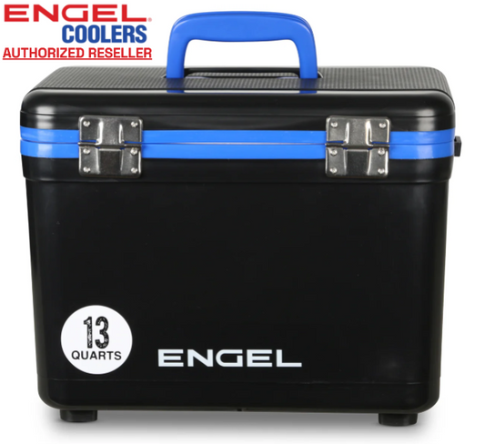 ENGEL 13QT Leak-Proof, Air Tight,  Hard Sided Cooler  / Lunchbox Black & Blue