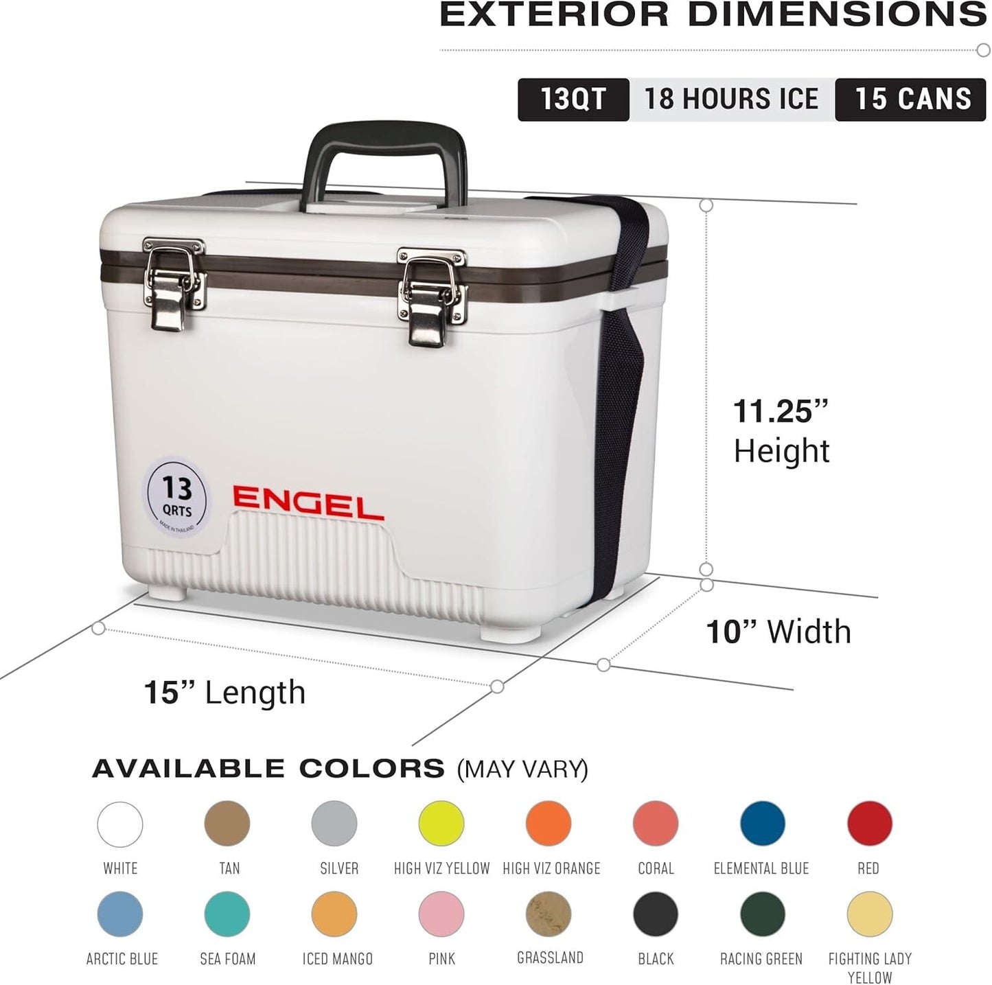 ENGEL 13QT Leak-Proof, Air Tight,  Hard Sided Cooler  / Lunchbox Black & Blue