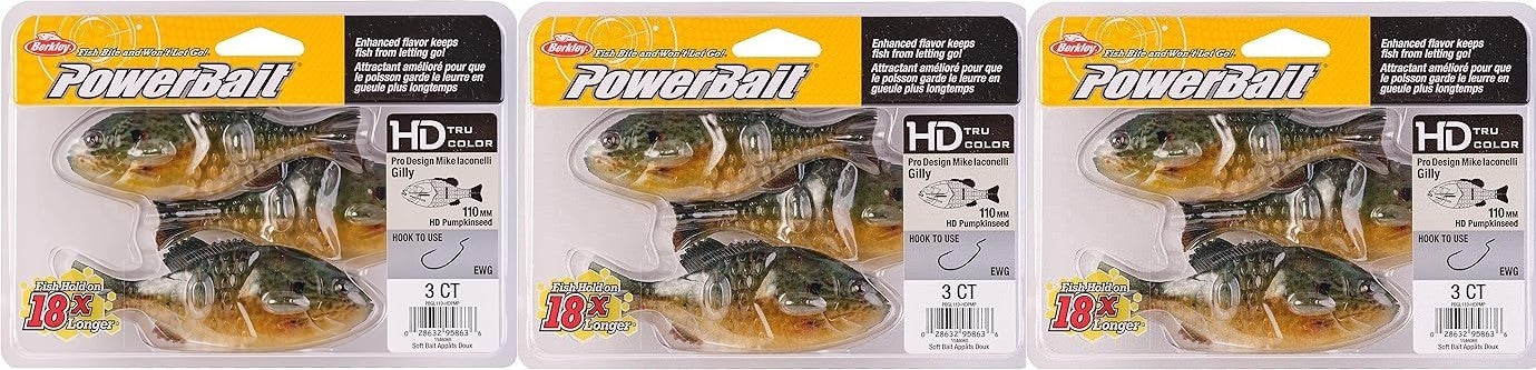 Berkley PowerBait  Gilly 110MM Soft Body Swimbait    (HD Pumpkinseed-3 pack)
