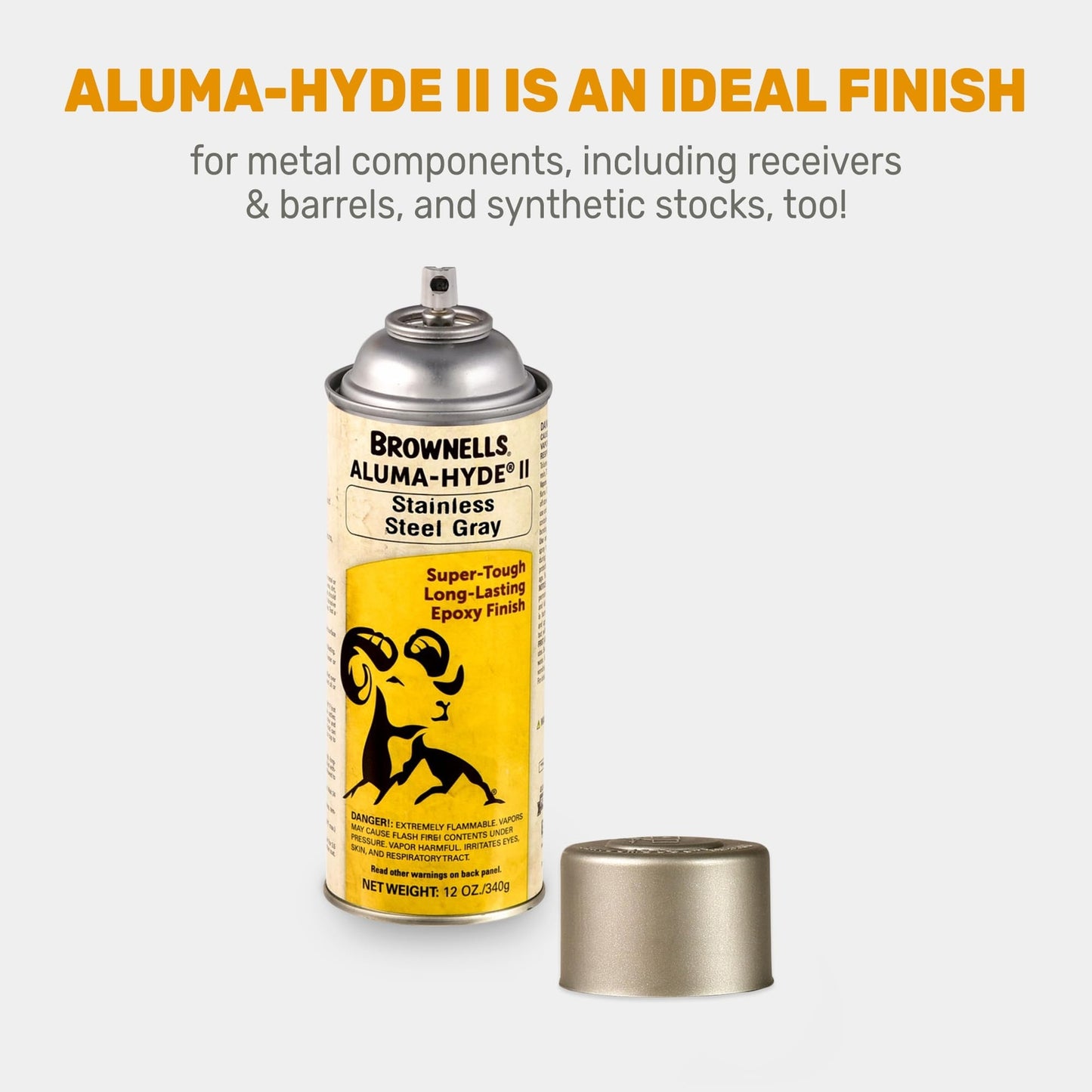 Brownells Aluma-Hyde Epoxy Based Firearm Finish Spray Paint Stainless Steel Gray