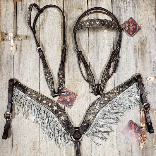 Circle Y Silver Star Tack Set (Breast Collar & 1 Headstall)