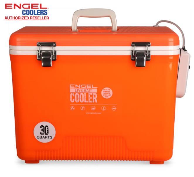 Engel 30qt Live Bait Cooler with 2nd Gen 2-Speed Aerator White or Hi-Viz Orange