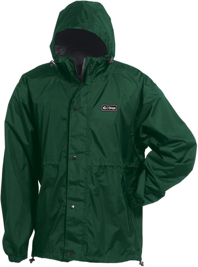 Onyx Packable Nylon Rain Jacket Spruce Green Large Waterproof Lightweight Hooded