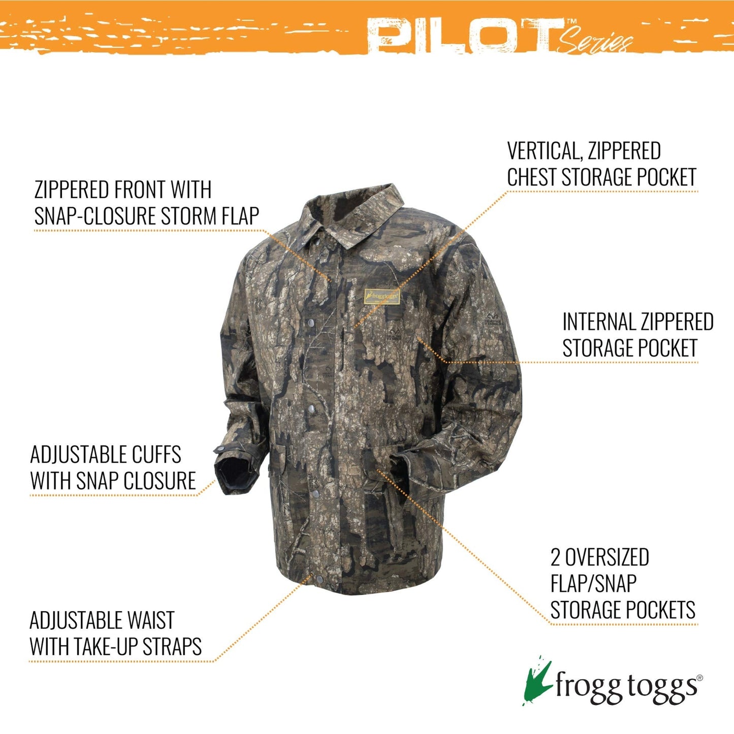 Frogg Toggs Pilot Waterproof Field Coat, Realtree Timber Medium