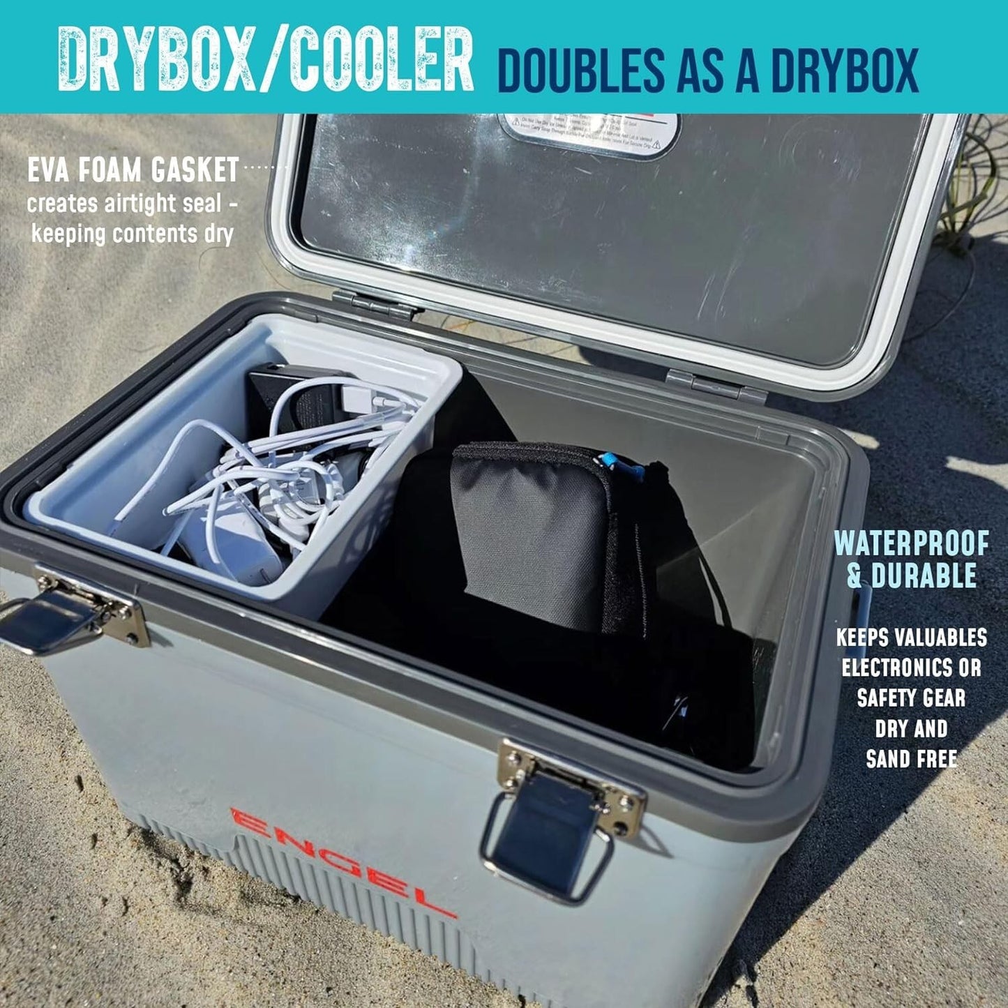 ENGEL 13QT Leak-Proof, Air Tight,  Hard Sided Cooler  / Lunchbox Silver