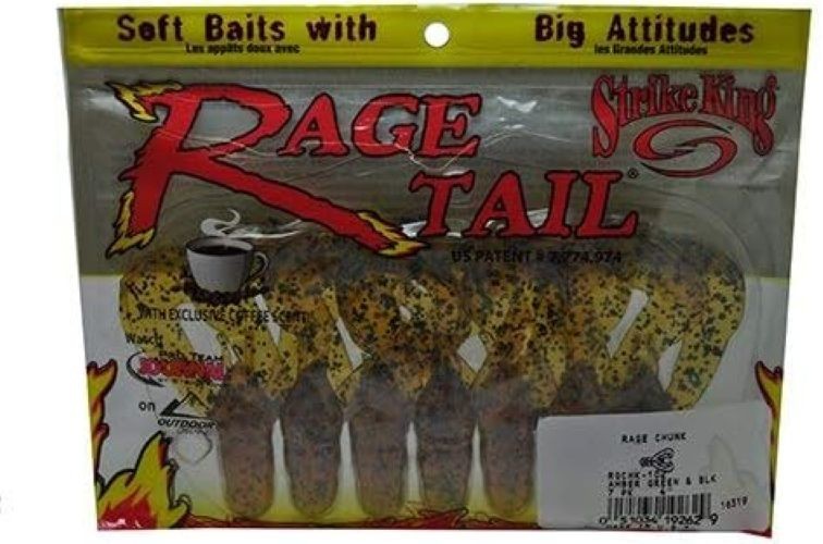 Strike King 3" Rage Tail Chunk (7 Pack) Amber Green Black