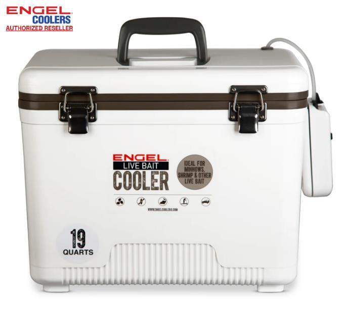 Engel 19qt Live Bait Cooler Box with 2nd Gen 2-Speed Portable Aerator Pump
