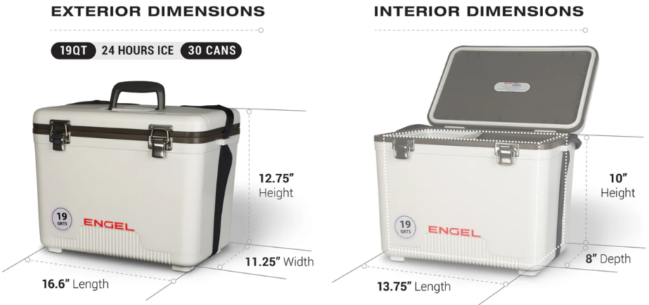 Engel 19qt Leak-Proof, Air Tight, Hard Sided Cooler / Lunchbox Silver