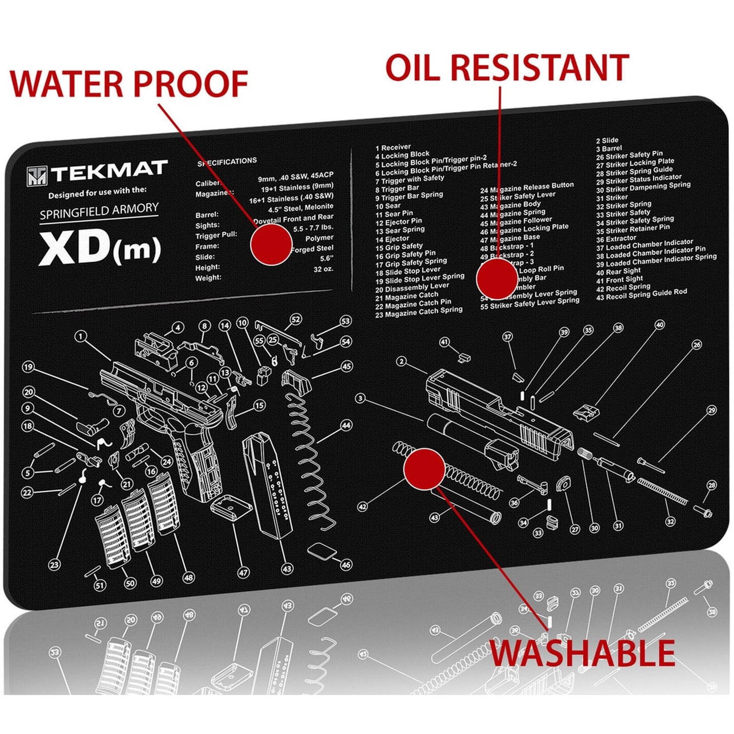 TekMat Springfield Armory XDm Gun Cleaning Mat, Black