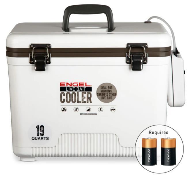 Engel 19qt Live Bait Cooler Box with 2nd Gen 2-Speed Portable Aerator Pump