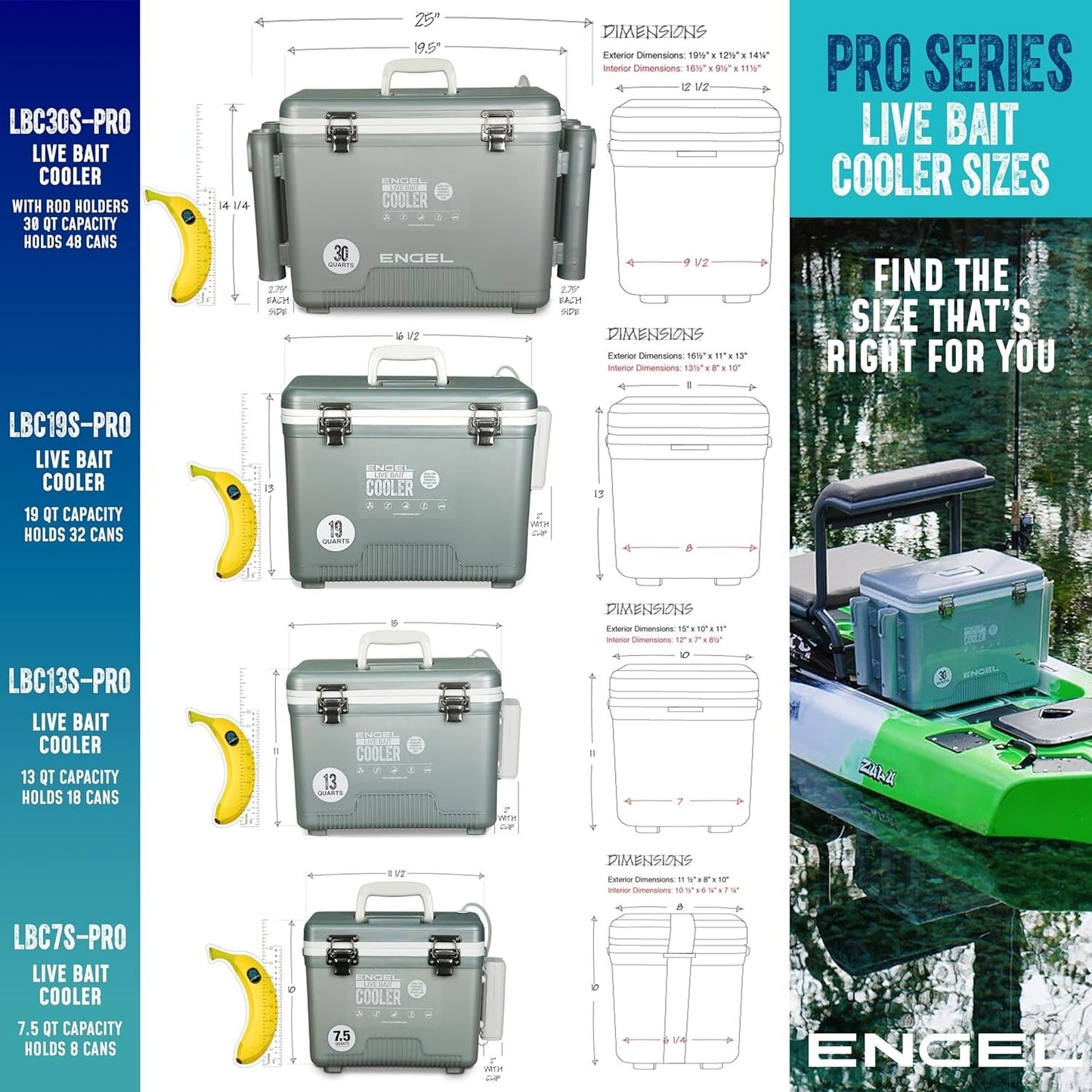 Engel 7.5 Quart Pro Live Bait Cooler with Rechargeable Aerator Silver or Tan