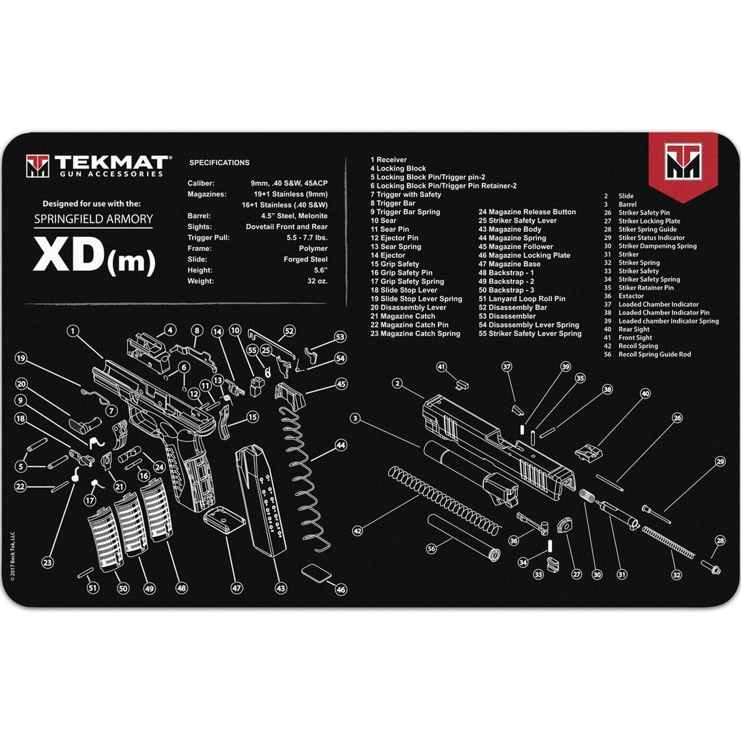 TekMat Springfield Armory XDm Gun Cleaning Mat, Black
