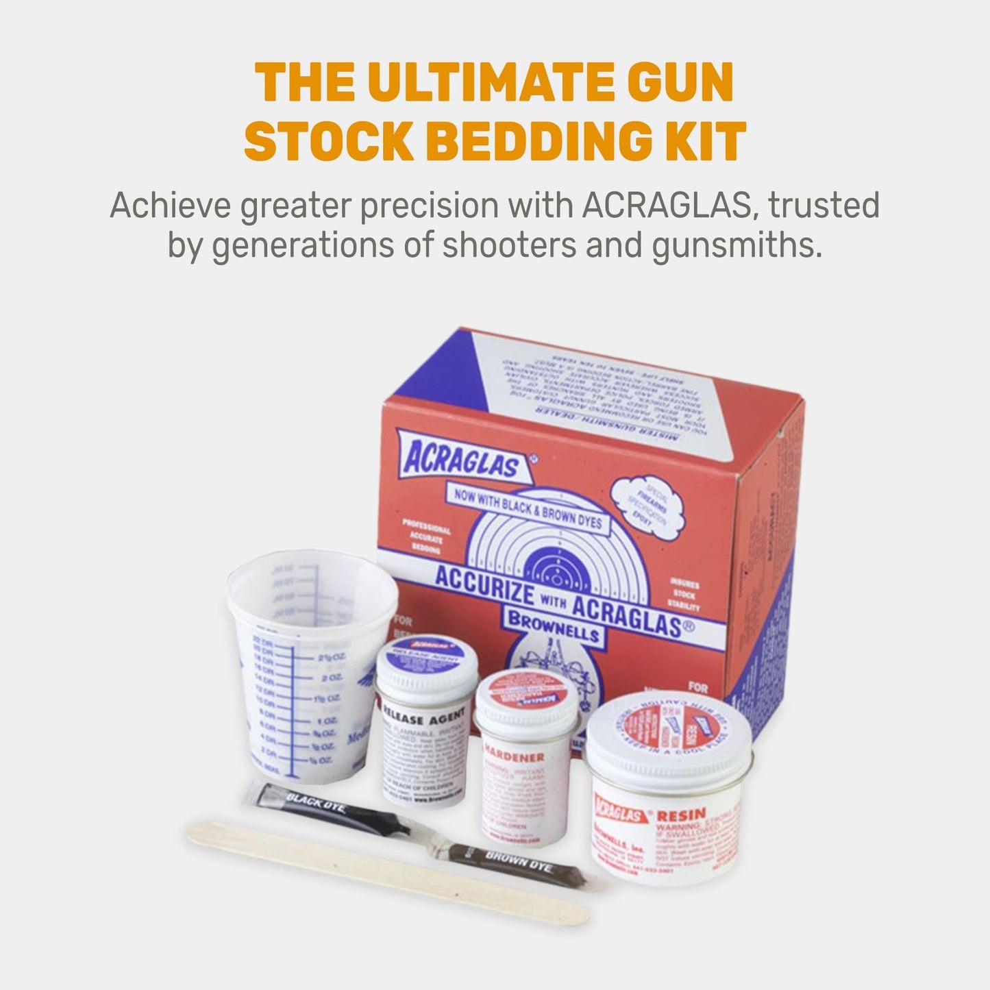 Brownells ACRAGLAS Glass Bedding Epoxy Compound  2-Gun Kit 4oz
