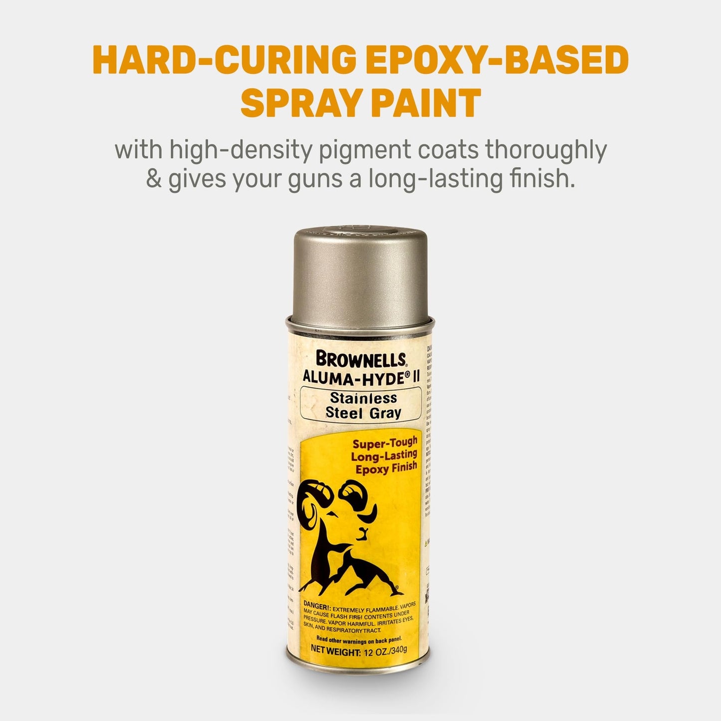 Brownells Aluma-Hyde Epoxy Based Firearm Finish Spray Paint Stainless Steel Gray