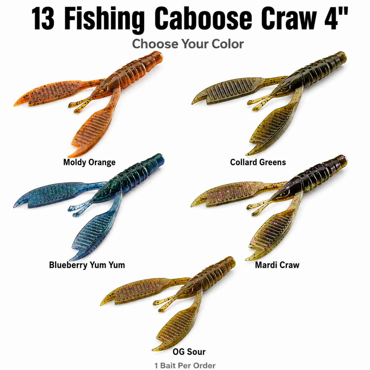 13 Fishing Caboose Craw 4" Jig Trailer TPE Bass Fishing Bait Donkey Sauce