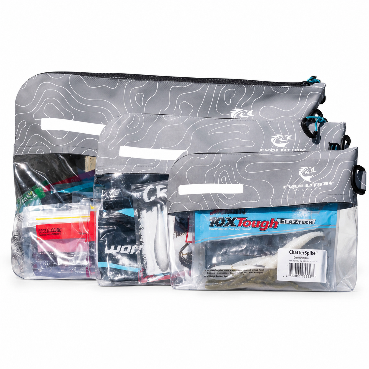 Evolution Fishing Bass Sack Water-Resistant Soft Plastic Storage Bag SM/MED/LRG
