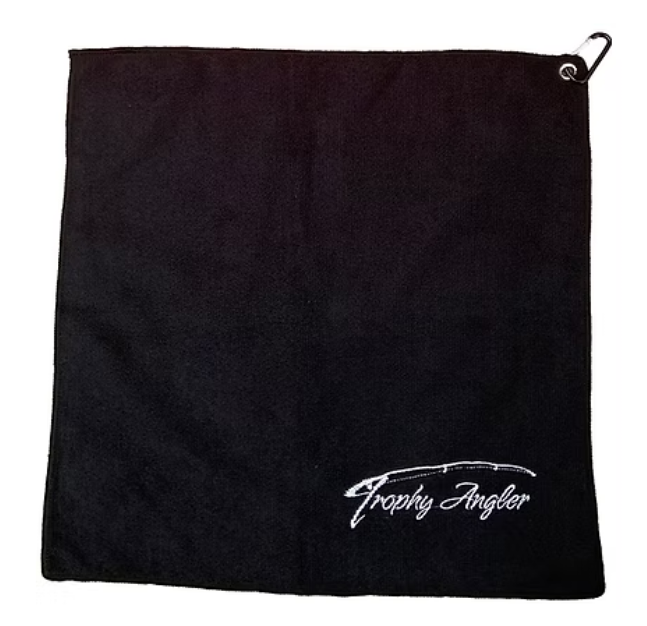 Trophy Angler Microfiber Bait Towel 2 Pack Gray and Black with Carabiner 16x16
