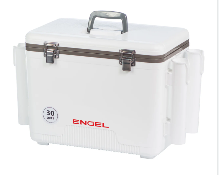 Engel UC30 30qt Leak-Proof, Air Tight, Fishing Drybox Cooler with Rod Holders