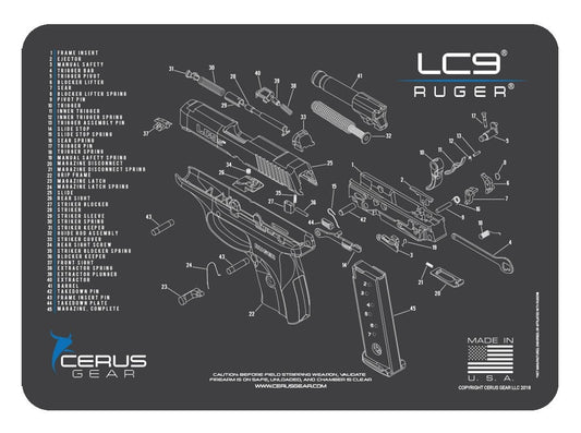 Cerus Gear Promat with Schematic intended for Ruger LC9 Charcoal Gray/Cerus Blue