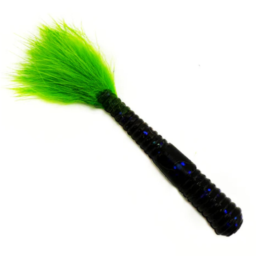 Rabid Baits Crappie Worm 1.75" 6 Pack Panfish Soft Plastic Bait w/ Fur Tail