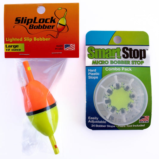Lighted Smart Slip Lock Bobber and Smart Stop Micro Bobber Stop Combo (M/L)