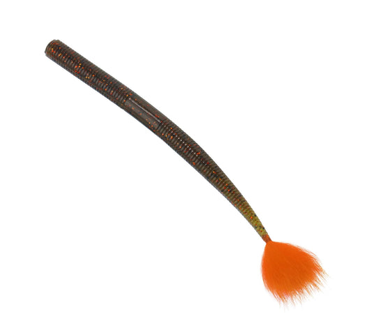 Rabid Baits Shaker Worm, Straight Tail Worm Green Pumpkin Orange, 6" (6 Baits)